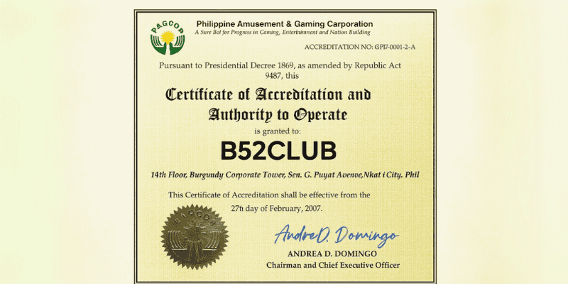 B52CLUB được cấp giấy phép hợp pháp với PAGCOR 